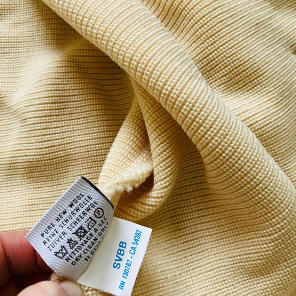 Saint James Ivory Wool Ribbed Knit Cardigan Sweater with Toggle Closures - Picture 9 of 11